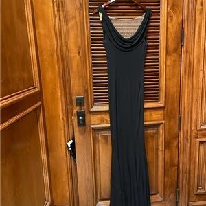 Black Sleeveless Cowl Neck Maxi Dress